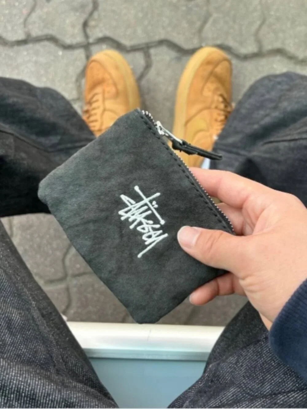 Stussy Unisex Canvas Coin Pouch Washed Black